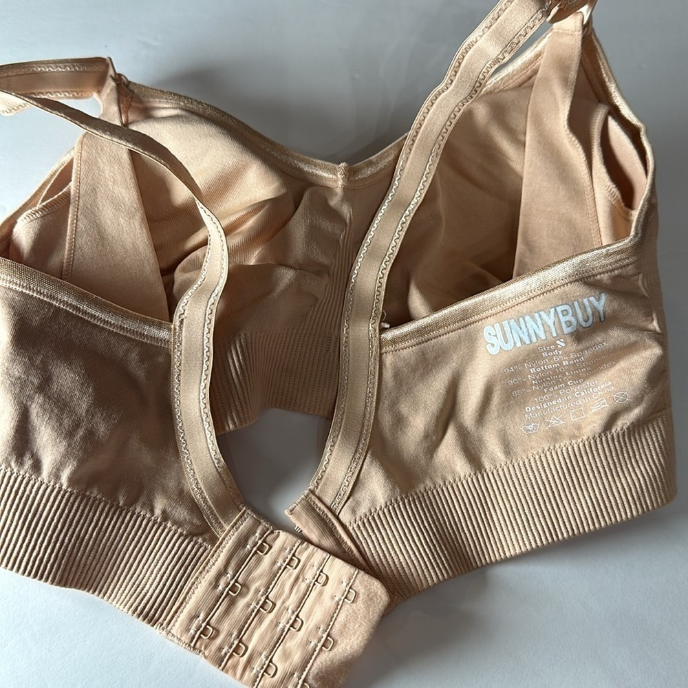 Women’s Nursing Bra Maternity Small Removable Pads Stretch Wireless Beige 1452 - Picture 8 of 11
